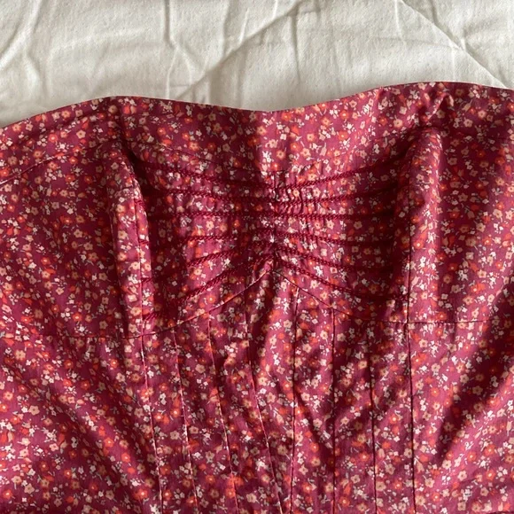 American Eagle Pink Ditsy Flowers Strapless Dress - Picture 4 of 13